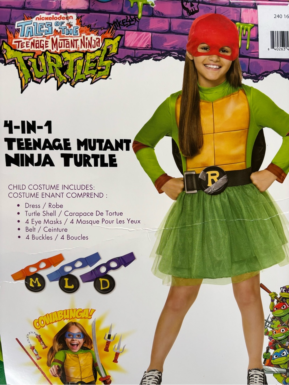 Tales of the Teenage Mutant Ninja Turtles 4-in-1 Green Kids Costume size 7-8
